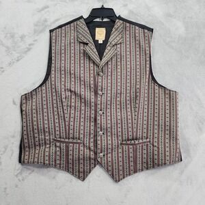 Vintage Wahmaker Vest Mens 2XL Brown Striped Frontier Western Suit Waistcoat USA